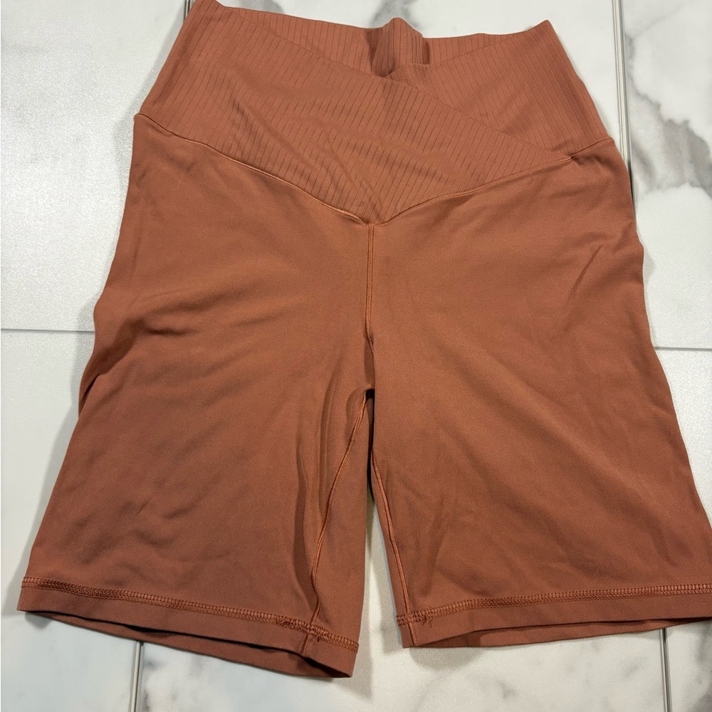 Offline by Aerie Ribbed Crossover Shorts Rust Size Large